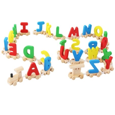 Mini wooden train with alphabet - educational toyWooden