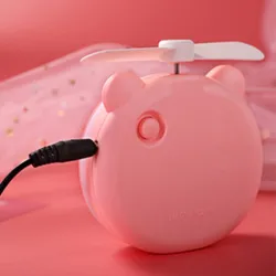 Mini pocket mirror - with fan - LED light - piggy head shapeMake-Up