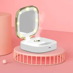 Mini makeup mirror - wIth LED light / sprayer - nano mistMake-Up