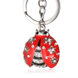 Metal keychain - with ladybug / rhinestonesKeyrings