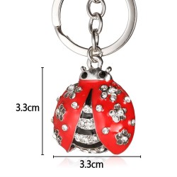Metal keychain - with ladybug / rhinestonesKeyrings