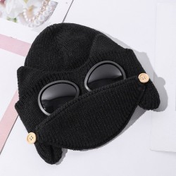 Warm winter knitted hat - with glasses - ears / mouth protectionDiagnosis