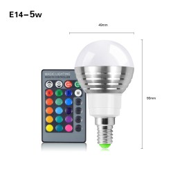 E14 - E27 - GU10 / 5W - 7W - AC110V - 220V - dimmable LED RGB bulb with IR 16 colors remote controllerE14