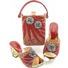 Fashionable sandals - with decorative flowers / glitter - Italian style - with matching small bagSandals