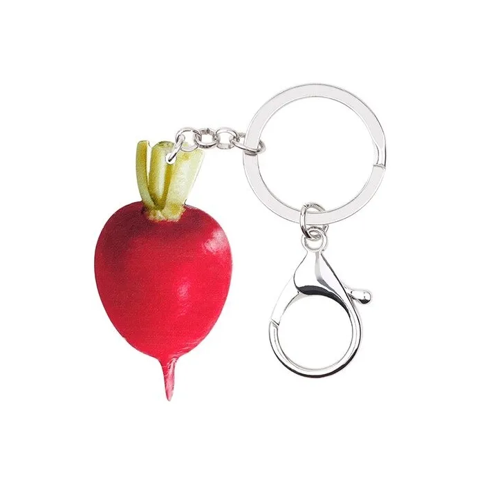 Metal keychain with acrylic red radishKeyrings