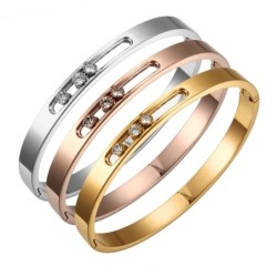 Elegant bracelet - with sliding rhinestones - stainless steelBracelets