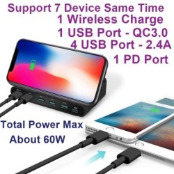 Multi USB - wireless fast charger - ISO / type-C / micro - QC3.0 - 60WChargers