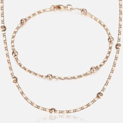 Elegant rose gold jewelry set for - marina bead link chain - bracelet / necklaceJewellery Sets
