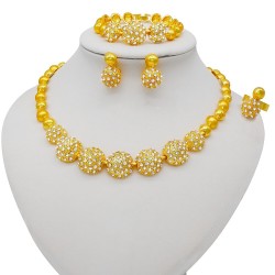 Luxurious jewellery set - necklace / bracelet / earrings / ring - 24K gold platedJewellery Sets