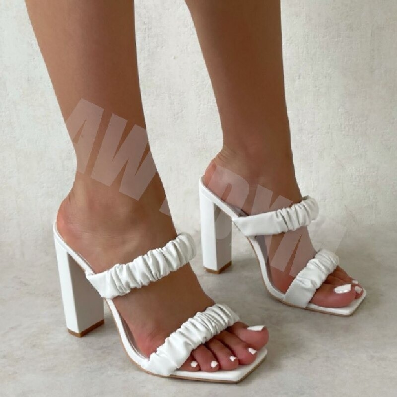 Fashionable sexy high heeled sandals - pleated double strapsSandals