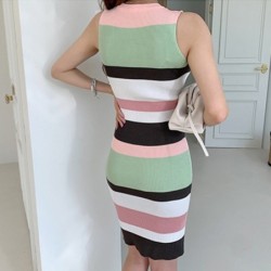 Elegant striped pencil dress - sleevelessDresses