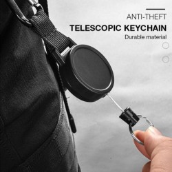 Telescopic keychain with carabiner hook - with retractable metal cord - anti-theftKeyrings