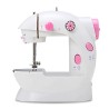 Mini portable sewing machine - with foot pedal - double threads - LED - pinkTextile