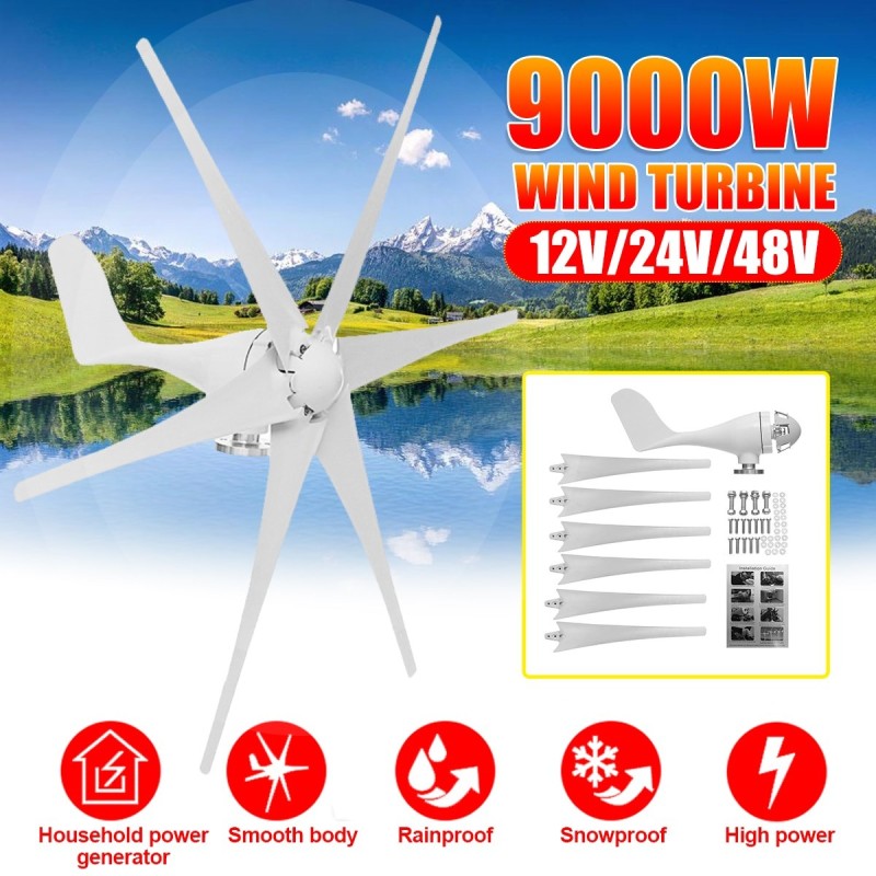 Wind turbine generator - 6 blades - three-phase - 9000W - 48VWind