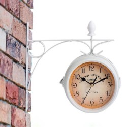 Antique wall clock - double-sided - white ironClocks