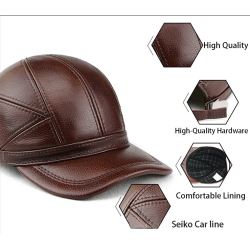 Fashionable vintage baseball cap - genuine leather - unisexHats & Caps