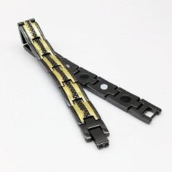 Trendy black / gold magnetic bracelet - stainless steel - unisex - 2 piecesBracelets