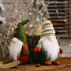 Knitted faceless green Santa Claus - Christmas decorationChristmas