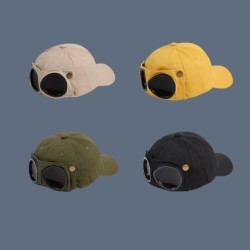 Cotton baseball cap - with glasses - adjustable - unisex - pilot styleHats & Caps