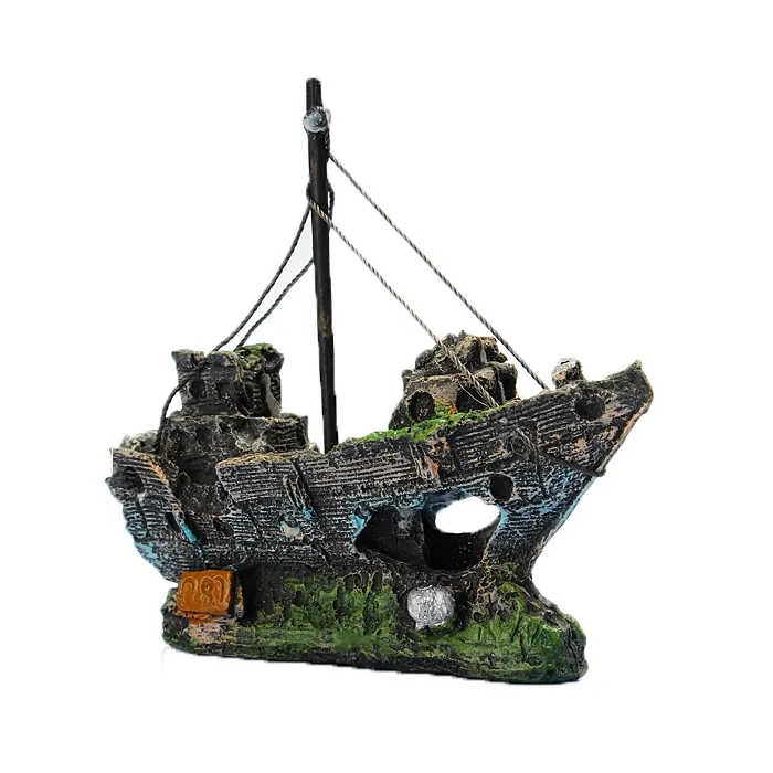 Resin fishing boat - sunk ship - aquarium decorationAquarium