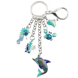 Enamel ocean animals - dolphin / crab / seahorse - keychainKeyrings