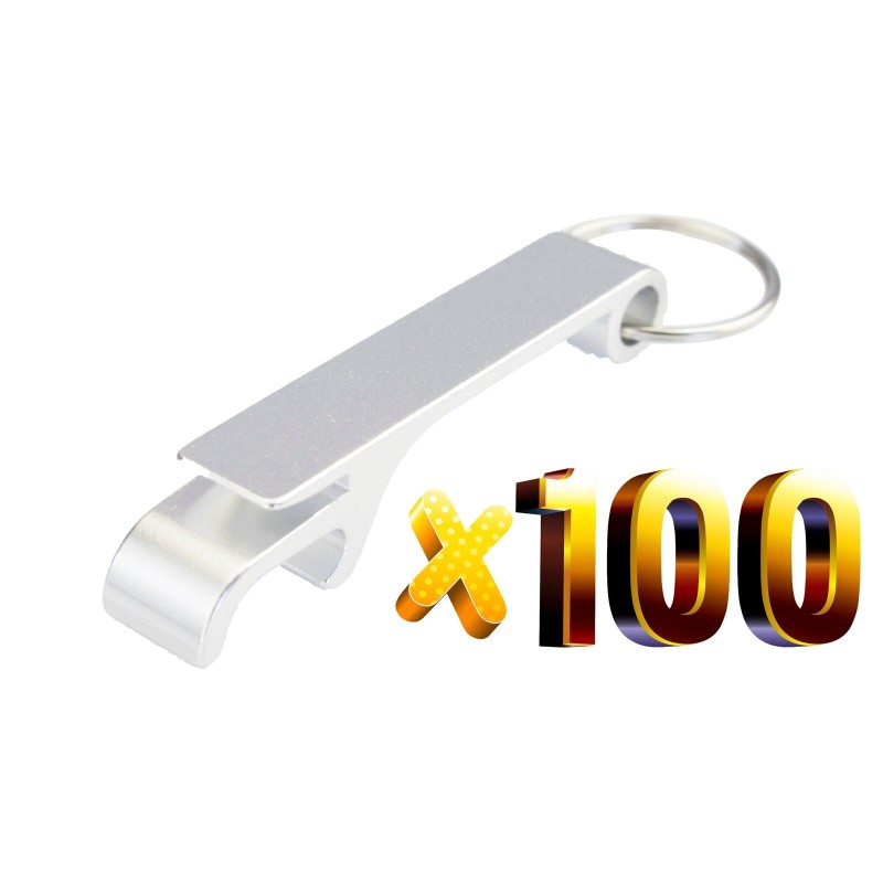Aluminium can / bottle opener - with keyring - free customized engraving - 100 piecesBar supply