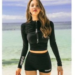 Vintage sexy swimsuit - long sleeve top / shorts - two-pieceBeachwear