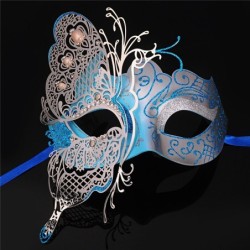 Metal Venetian eye mask - hollow out butterfly - crystals - laser cut - masquerades / carnivalsMasks
