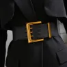 Retro elastic wide belt - leather - gold buckleBelts