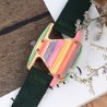 Trendy wooden watch - colorful triangle shaped - leather strapWatches