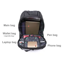 Fashionable backpack - laptop bag - waterproof - USB charging port - carving designBackpacks