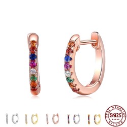 Elegant small hoop earrings - with cubic zirconia - 925 sterling silverEarrings