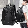 Fashionable leather backpack - 15.6 inch laptop bag - earphone hole - waterproofBackpacks