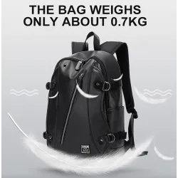 Fashionable leather backpack - 15.6 inch laptop bag - earphone hole - waterproofBackpacks
