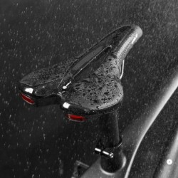 Bicycle saddle with taillight - leather - USB charging - waterproof