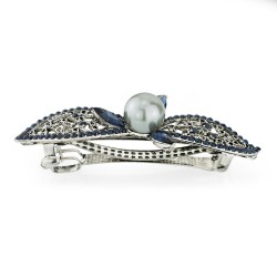 Elegant hair clip - crystal leaves / pearlHair clips