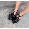 Fashionable flat sandals - with a strap - braided patternSandals