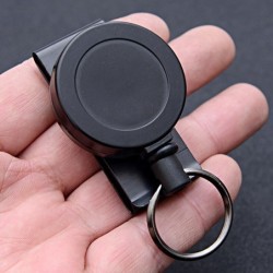 Metal retractable keychain - clip - badge holder - with steel wireKeyrings