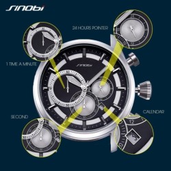 SINOBI - elegant multifunction quartz watch - chronograph - leather strapWatches
