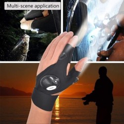 Fingerless gloves - with LED flashlight - waterproof - camping - hiking - survival toolTorches