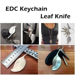 Mini pocket knife - foldable - with key ring - stainless steel - leaf shapeKnives & Multitools