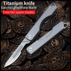 Mini multifunction knife - foldable - detachable blade - titanium alloyKnives & Multitools