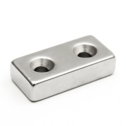 N35 - neodymium magnet - strong block - 40 * 20 * 10mm - with double 5mm hole - 1 pieceN35