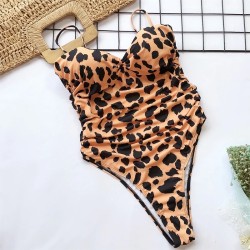 Sexy one piece swimsuit - with push-up - leopard printBeachwear