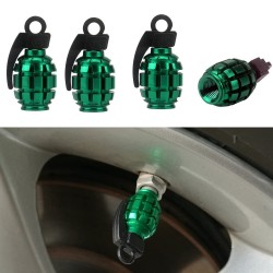 Universal tire valves caps - aluminum - hand grenade shaped - 4 piecesValve caps