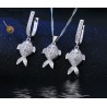 Stylish jewellery set - necklace - earrings - red eyed fish - 925 sterling silver - cubic zirconiaJewellery Sets