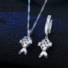 Stylish jewellery set - necklace - earrings - red eyed fish - 925 sterling silver - cubic zirconiaJewellery Sets