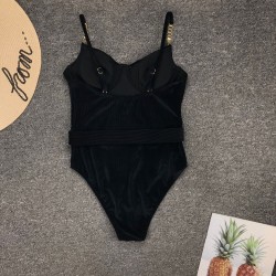 Sexy velvet one piece swimsuit - push up - decorative beltBeachwear