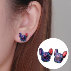 Stylish stud earrings - colorful French bulldogEarrings
