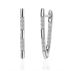 Fashionable V shaped earrings - with cubic zirconiaEarrings